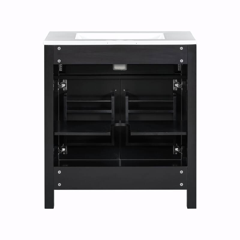 30-inch Modern Bathroom Vanity with Ceramic Sink and Versatile Storage