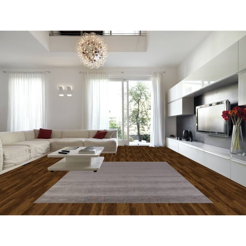 Hand Knotted Oriental 100% Wool Carpet Tribal Tribal Greys & Charcoal Gabbeh Area Rug - 12' 3'' X 8' 11''