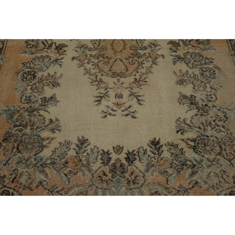 Hand Knotted Oriental 100% Wool Carpet Transitional Floral Beige & Ivories Anatolian Area Rug - 9' 3'' X 5' 8''