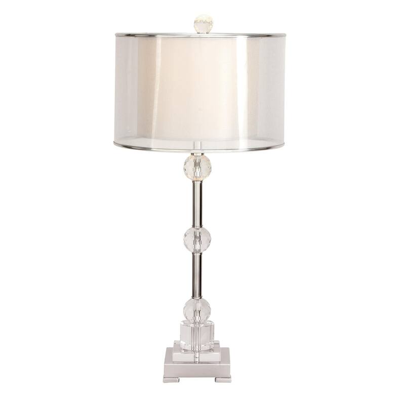 Glass Room Table Lamp with Crystal Embellishments - Silver - Roche River Decor - Silver