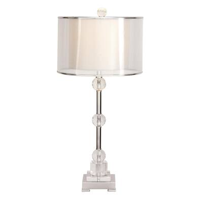 Glass Room Table Lamp with Crystal Embellishments - Silver - Roche River Decor