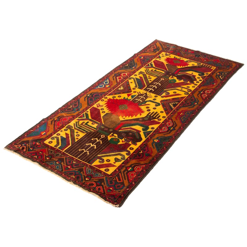 ECARPETGALLERY Hand-knotted Teimani Gold Wool Rug - 3'5 x 7'4