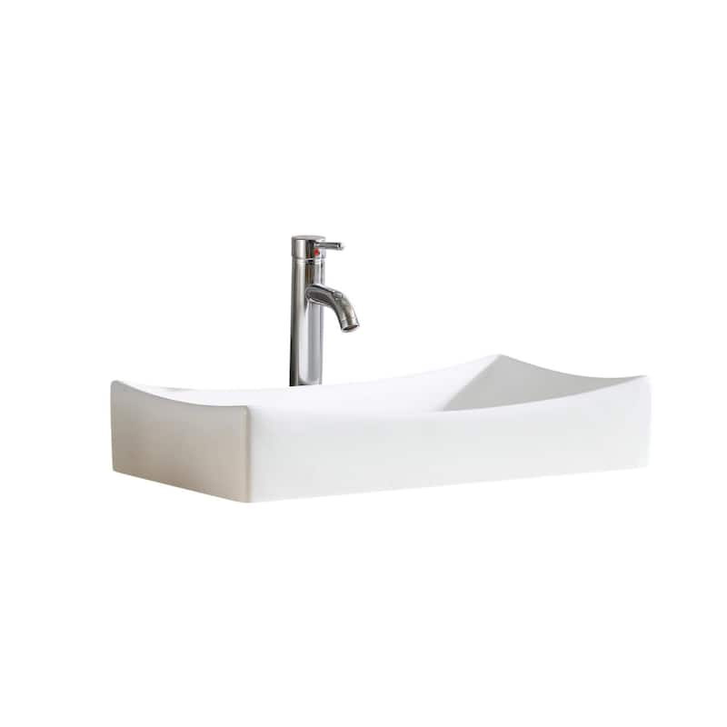 Fine Fixtures Vitreous China Sloping Rectangular White Vessel Sink