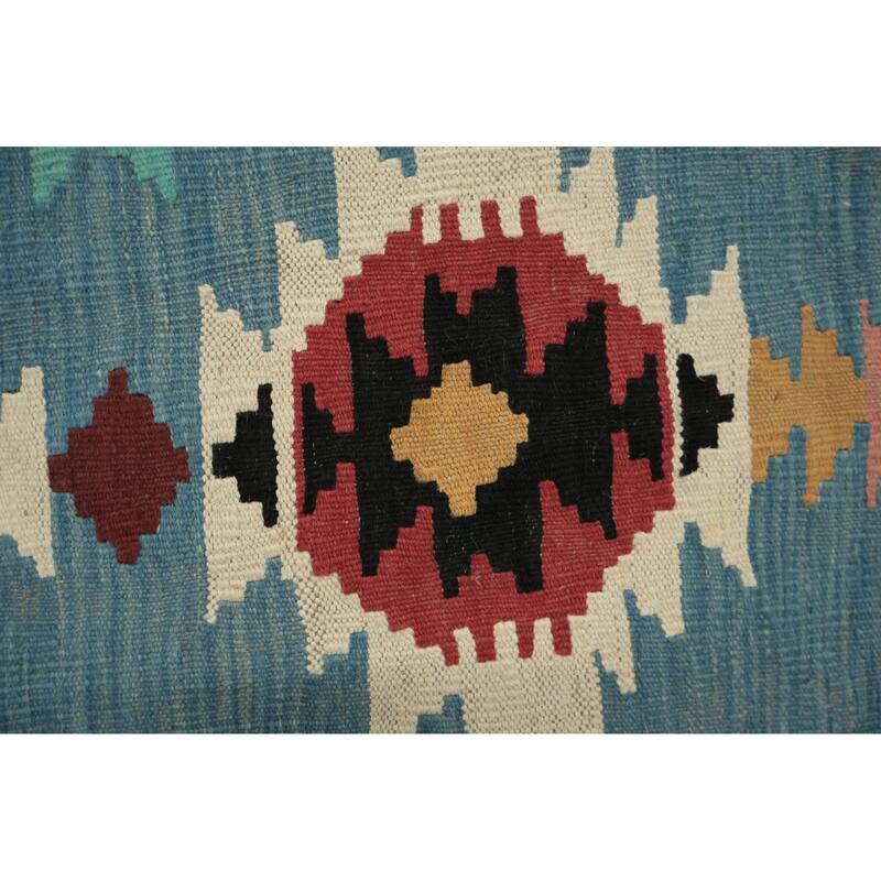 Hand Woven Oriental 100% Wool Carpet Southwestern Tribal Multi-Colored Kilim Area Rug - 14' 1'' X 10' 4''