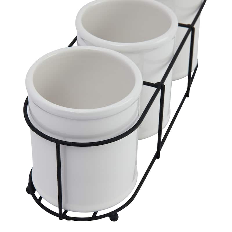 Ceramic Crocks in Metal Holder