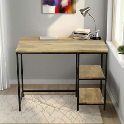 Handcrafted Wooden Desk with 2 Open Shelves - 42"
