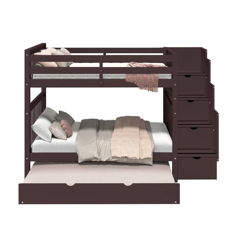 Taylor & Olive Trillium Full over Full Stairway Bunk Bed, Full Trundle