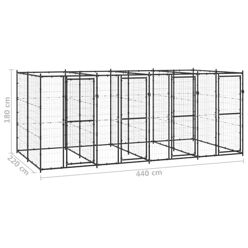 vidaXL Outdoor Dog Pen Pet Crate Kennel Cage Playpen House for Yard Steel