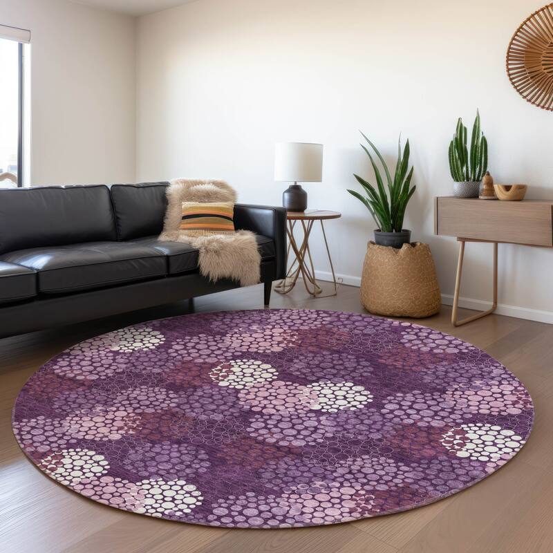 Machine Washable Indoor/ Outdoor Chantille Modern Bubbles Rug