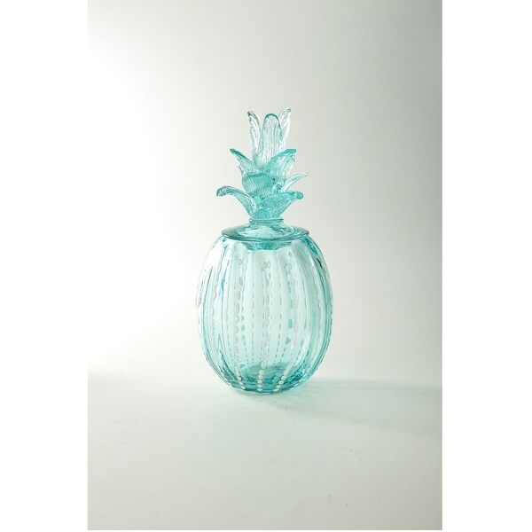 13" Blue Pineapple Design Glass Candy Jar - N/A