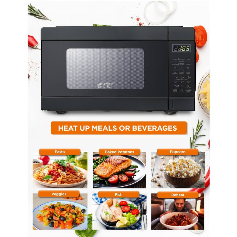 Commercial Chef 0.9 Cu. Ft. Counter Top Microwave,Black