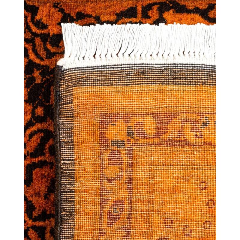 Overton Hand Knotted Wool Vintage Inspired Modern Contemporary Overdyed Orange Runner Rug - 2' 4" x 9' 7"