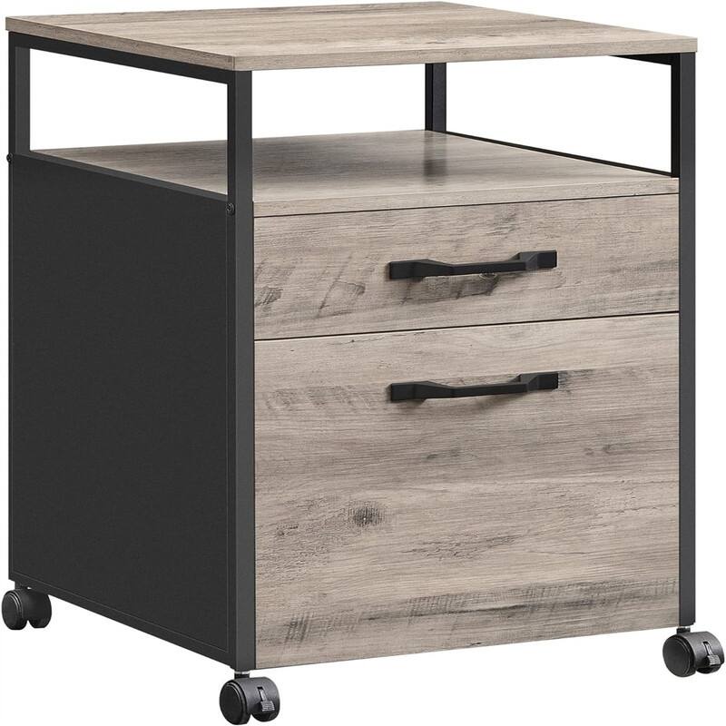 Mobile Filing Cabinet with Wheels - Greige