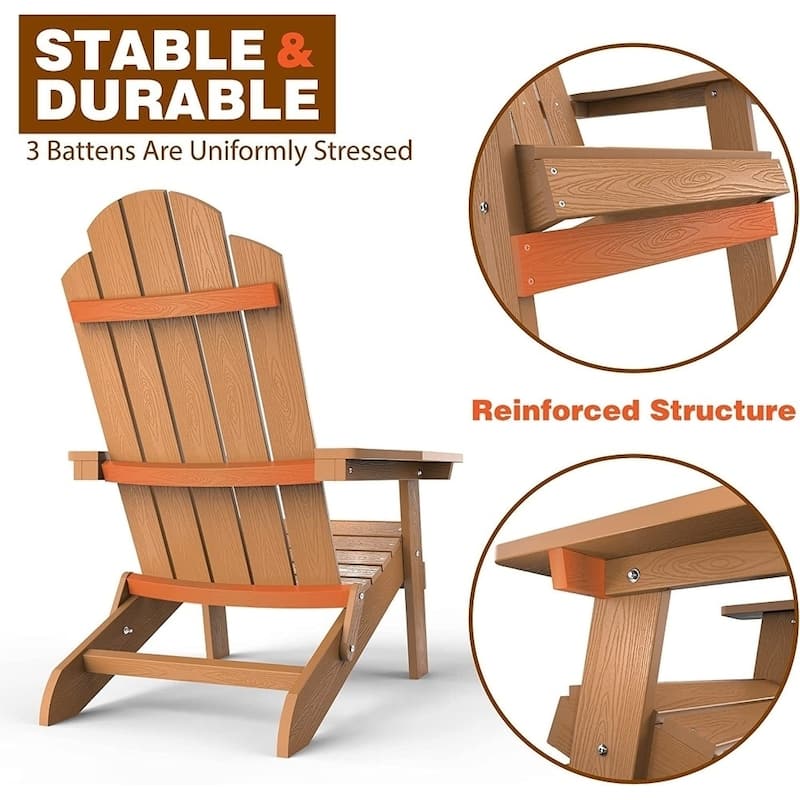 WINSOON All Weather HIPS Outdoor Folding Adirondack Chair Set Of 4