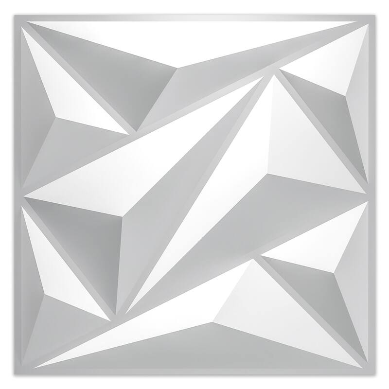 Art3d PVC 3D Wall Panel Diamond for Interior Wall Décor Pack of 12 Tiles - White