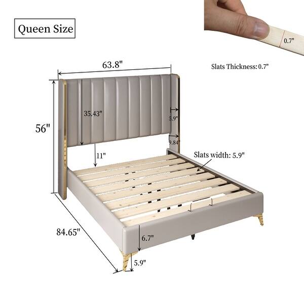 Channel Tufted Upholstered Platform Bed with Headboard Bed Bath
