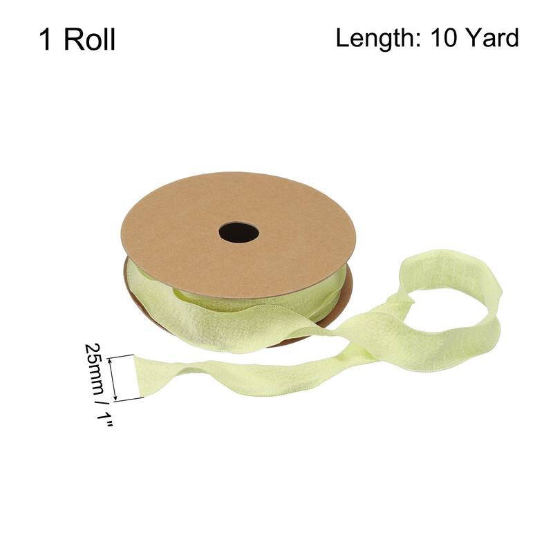 1 Inch 10 Yard Satin Double Ruffle Edge Ribbon Solid Color