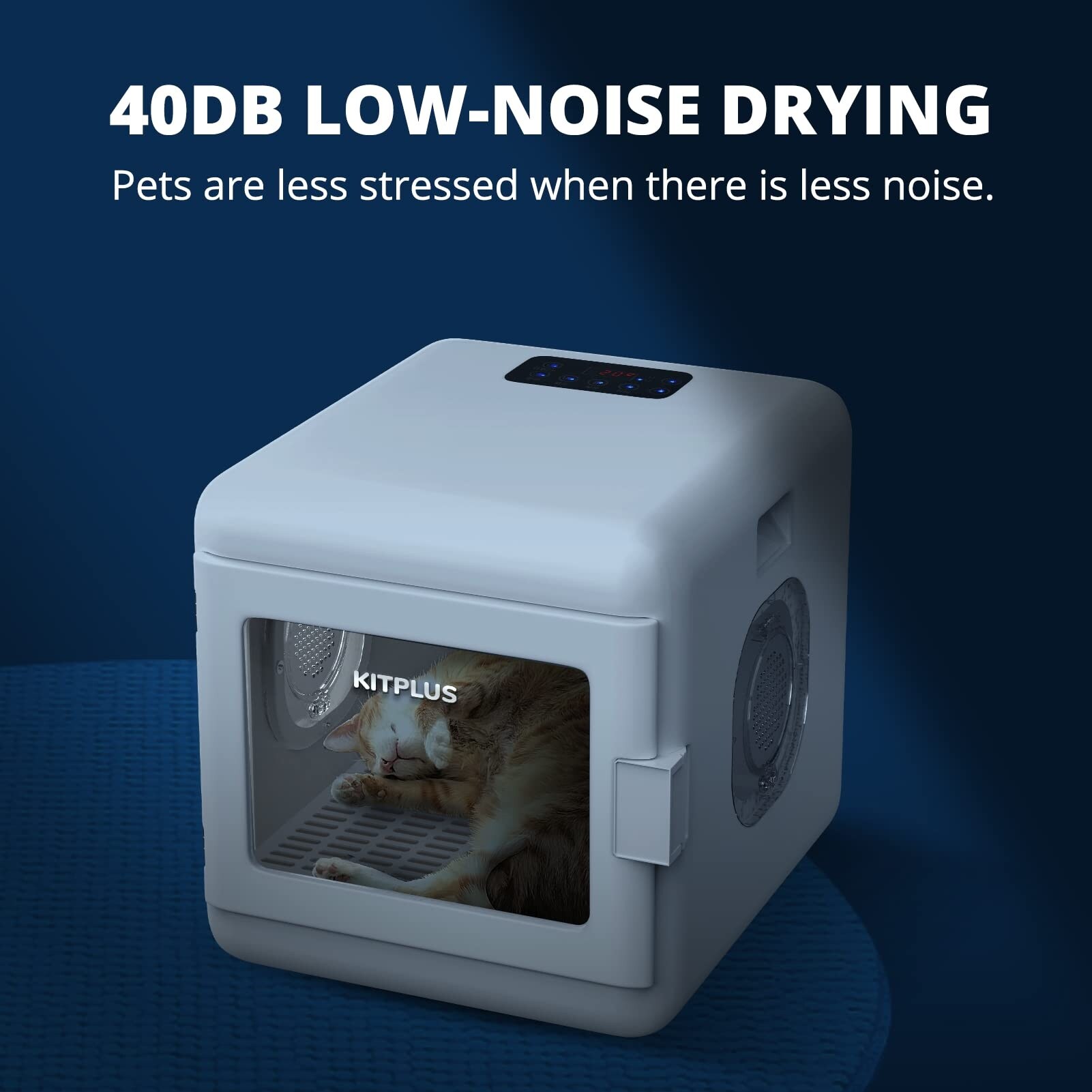 Pet Hair Dryer Box Ultra Quiet Blow Dryer 6L Capacity for Cats and Small Dogs White