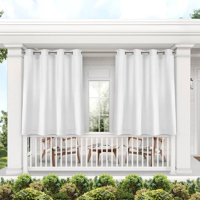 ATI Home Indoor/Outdoor Solid Cabana Grommet Top Curtain Panel Pair - 54x63 - White