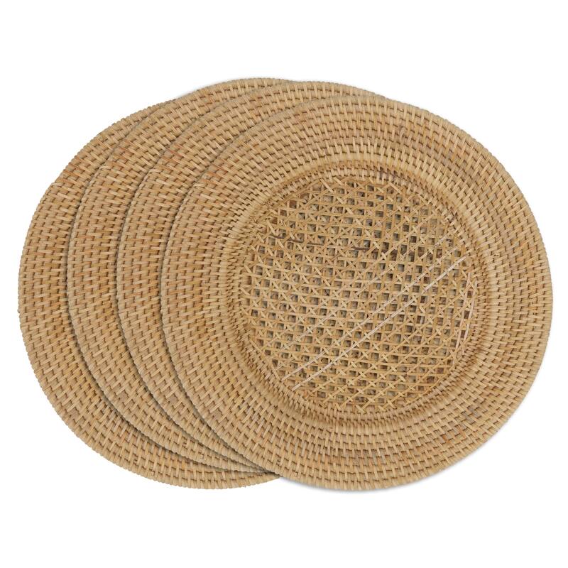 Round Design Rattan Charger Plates (Set of 4)