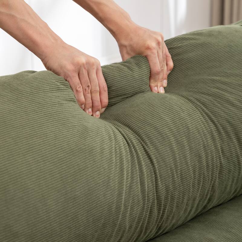 Versatile Lazy Sofa Corduroy Chaise Lounge Floor Couch Composed of 5 Cylindrical Pillows with Adjustable Straps