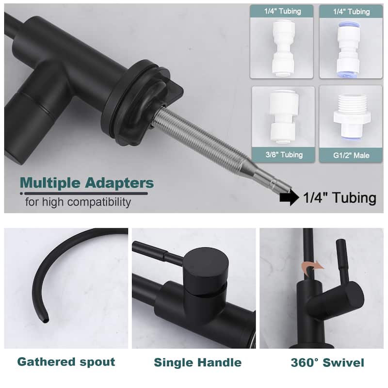 WOWOW Three Function Pull Down Kitchen Faucet with Drinking Water Faucet