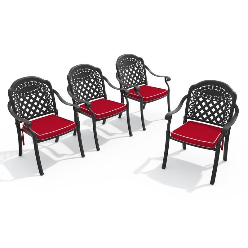 Patio Cast Aluminum Stackable Dining Chair Set (Set of 4)
