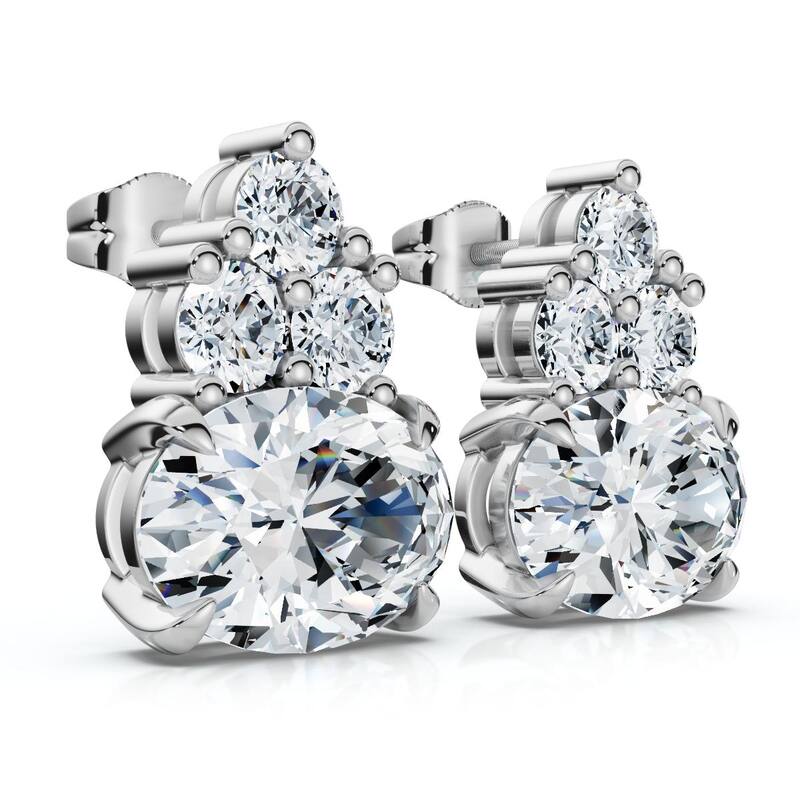 Certified 5Ct Oval Diamond Studs Gold Lab Grown FG/VS