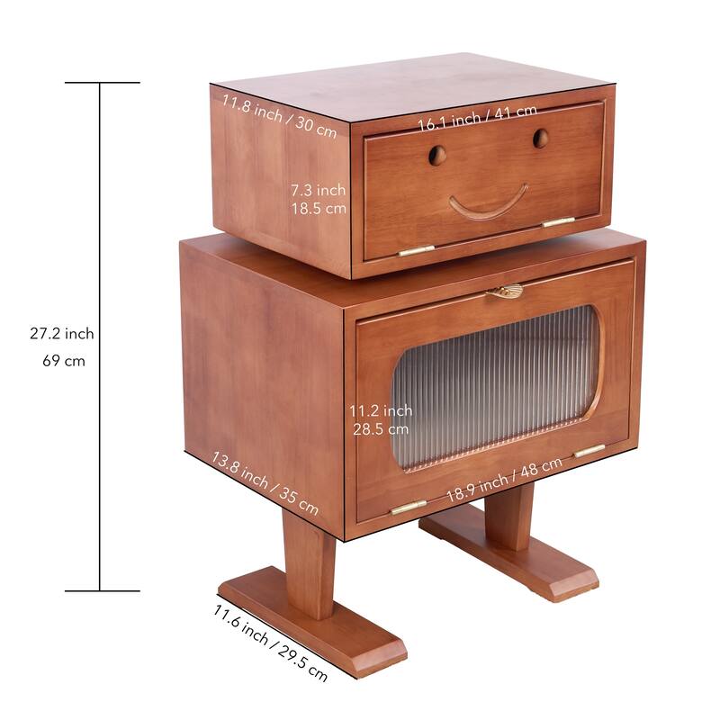 Modern Nightstand, End Table with Rotating Drawers