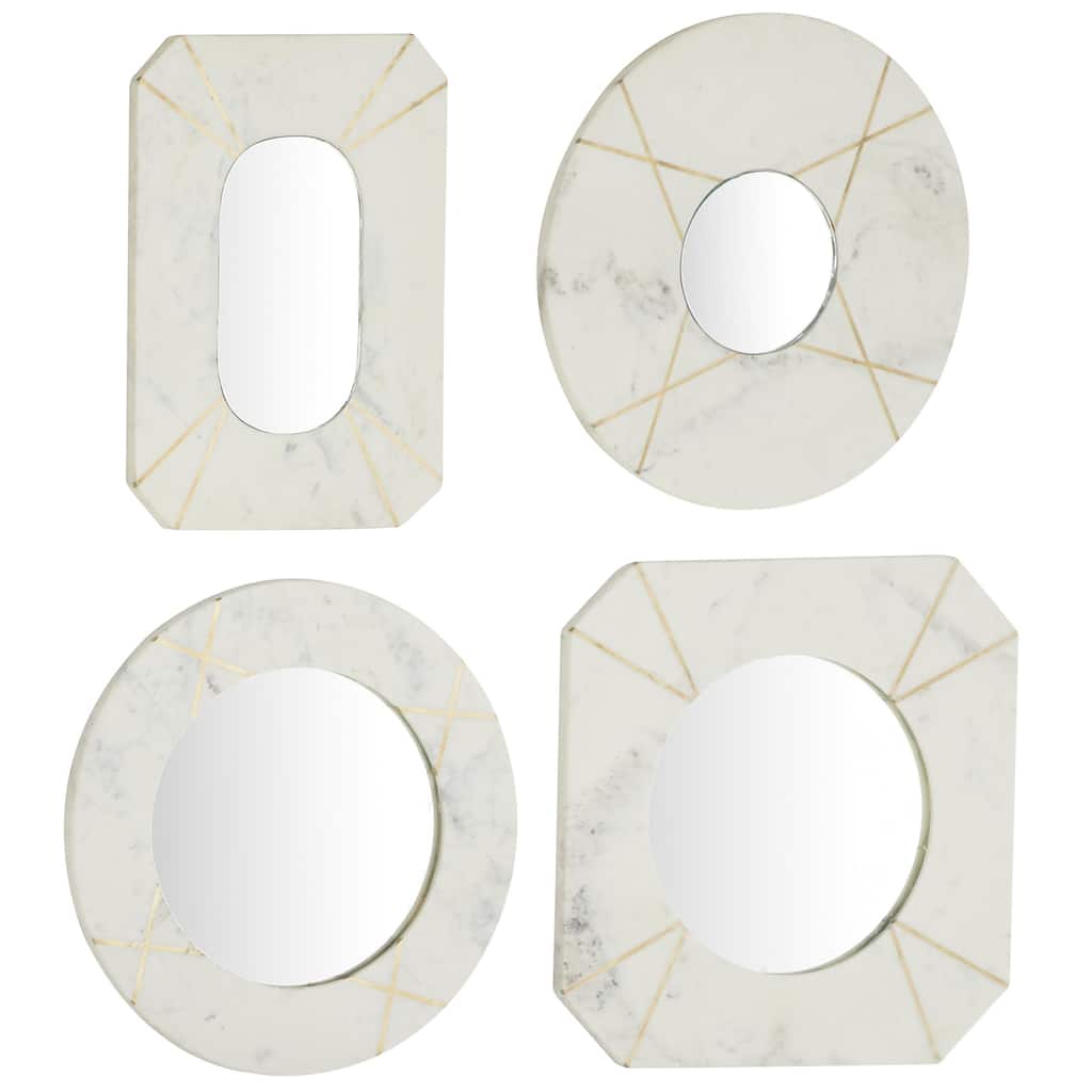 Marble Wall Mirror - Set of 4 White - Roche River Decor