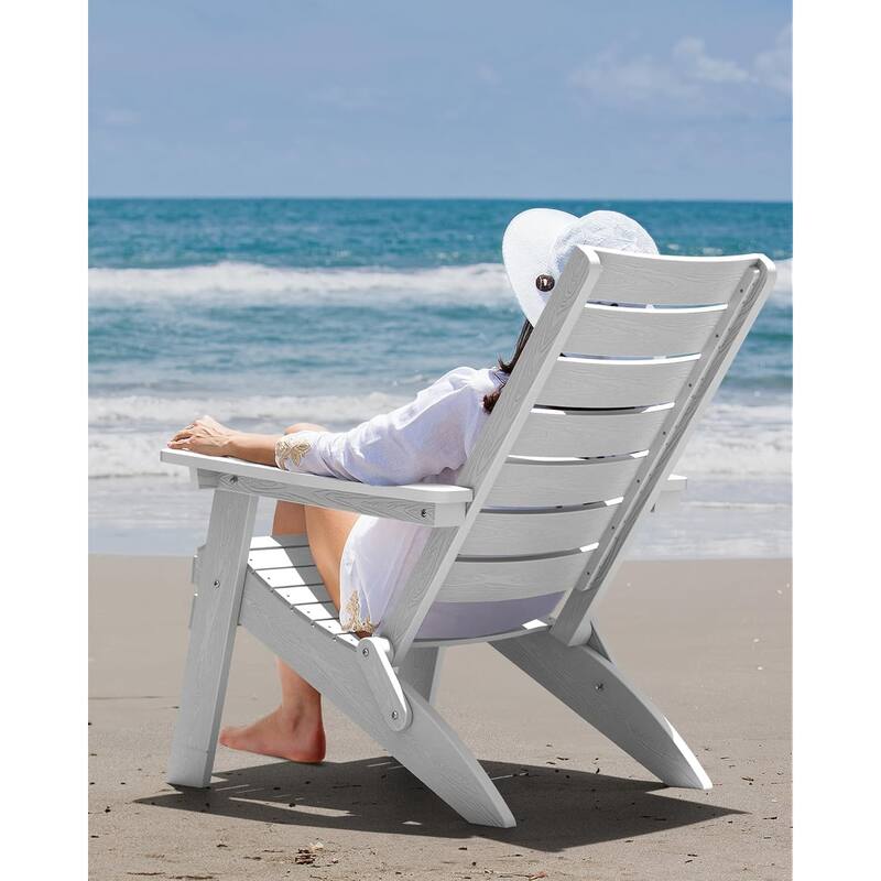 WINSOON HIPS Folding Adirondack Chairs with Arc Back & Cup Holder Set Of 4