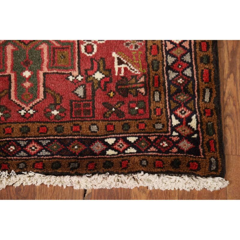 Tribal Gharajeh Persian Runner Rug Handmade Red Wool Carpet - 2'4" x 9'4"