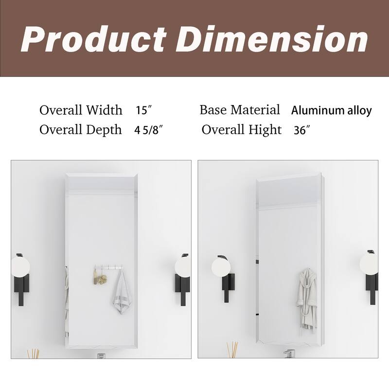 Rectangular Aluminum Medicine Cabinet with Mirror