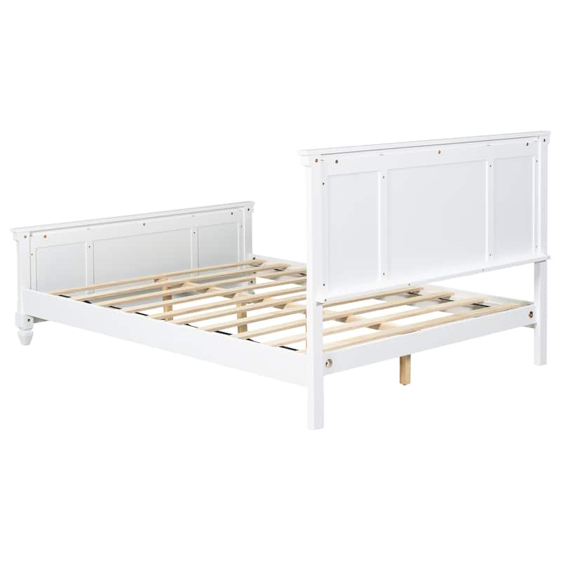 Christopher Knight Home - Elsa Elegant White Solid Wood Platform Bed with Farmhouse Style