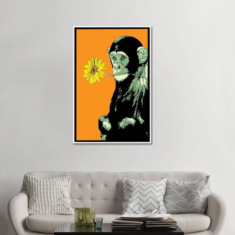 iCanvas "Flower Monkey" by Steez Framed
