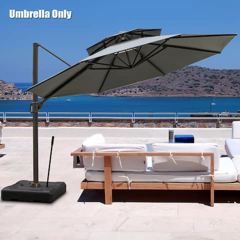 Pellebant 11.5 FT Double Top Patio Cantilever Umbrella, Base Not Included