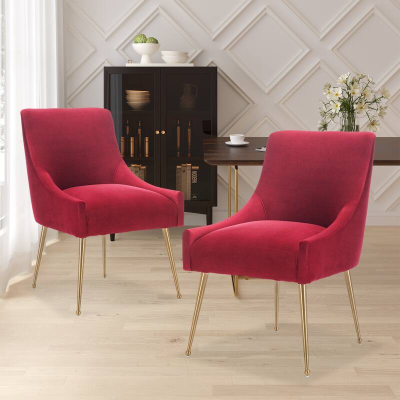 Clihome Stainless Steel Frame Dining Velvet Side Chairs(Set of 2)
