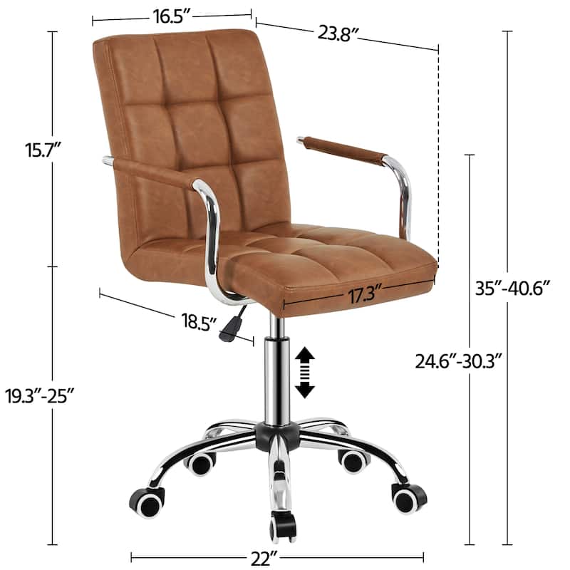 Yaheetech Adjustable Faux Leather Swivel Office Chair with Wheels