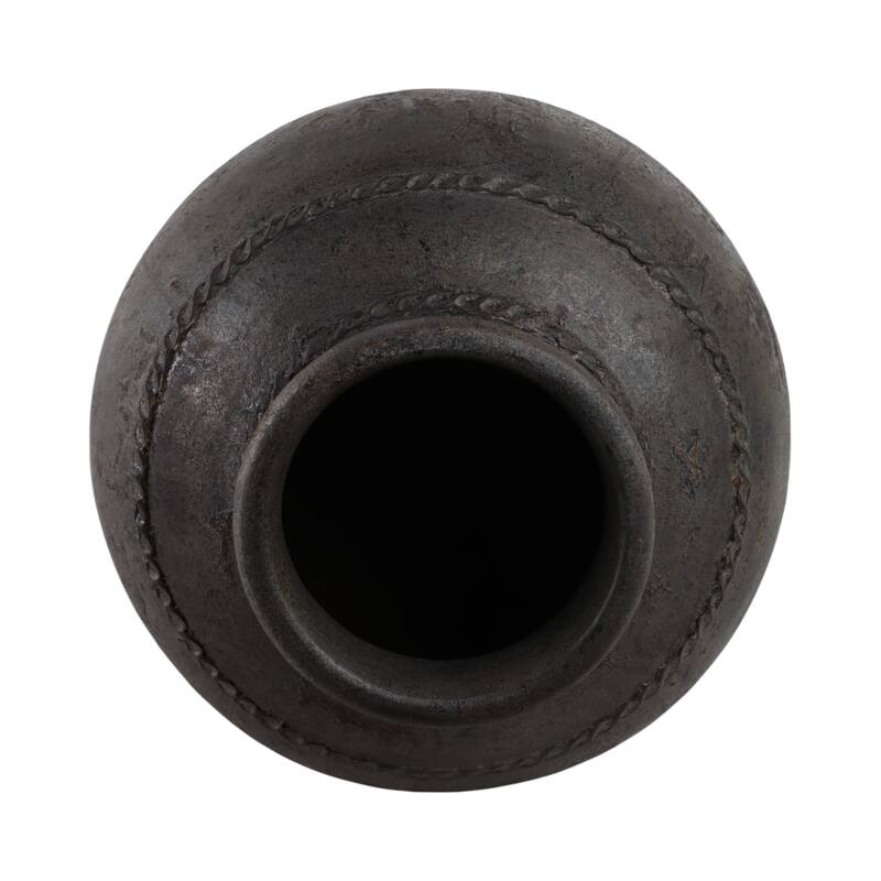 Ceramic Sculpted Rim Textured Floor Vase - 30"