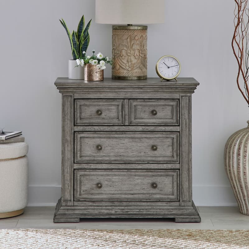 Big Valley Graystone Nightstand with Charging Station - 3-drawer