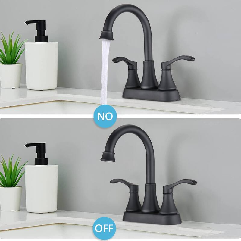 2 Handle 360 Degree Swivel Bathroom Sink Faucet with Pop Up Drain and No Drip Ceramic Valve Core, Rust Resistant