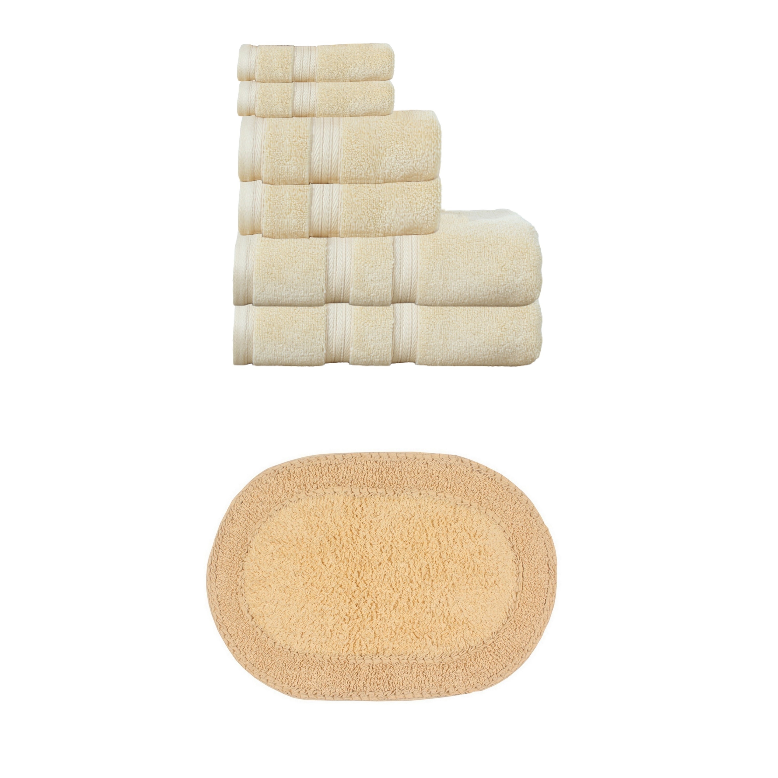 Home Weavers Double Ruffle Collection 100% Soft Cotton 6 Pc Towel Set & 1 Pc 17x24
