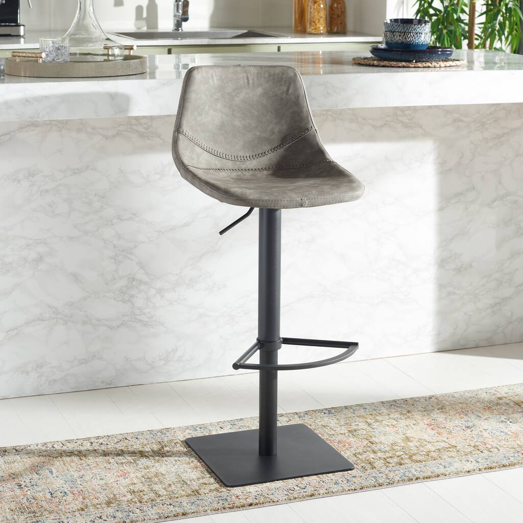 SAFAVIEH Karlotta Gas Lift Adjustable Bar Stool - 19 In. W x 18 In. D x 32-42 In. H - 19Wx18Dx42H