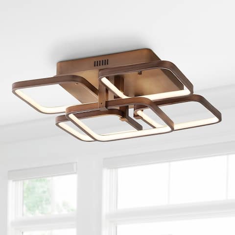 Cristal 17.5" Integrated LED Metal Flush Mount Ceiling Light, Coffee by JONATHAN Y