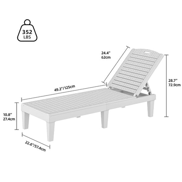 dimension image slide 1 of 15, Outdoor Chaise Lounge Chairs (Set of 2) with Adjustable Backrest