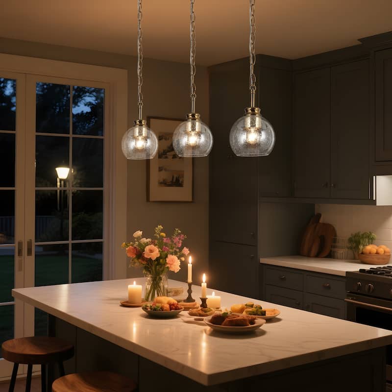 Iain Modern Contemporary 1-Light Black Gold Pendant Light Globe Glass Kitchen Island Lights