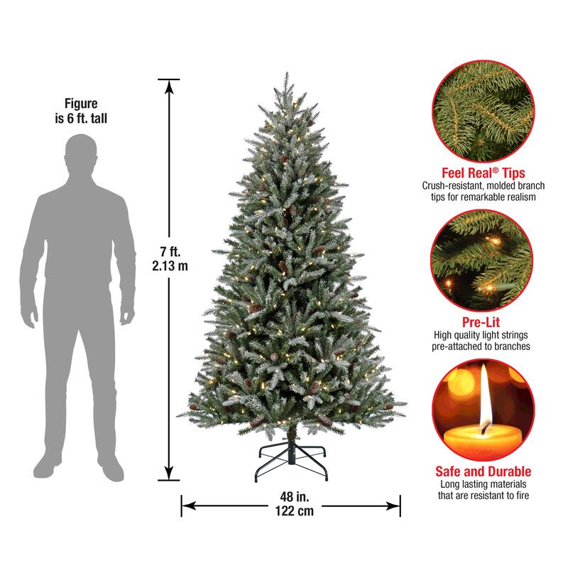National Tree Company 7 ft. Pre-Lit Snowy Olallie Pine Tree with LED Lights - 7 Foot