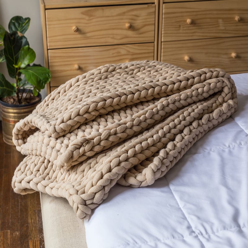 Donna Sharp Chunky Knit Throw - Taupe