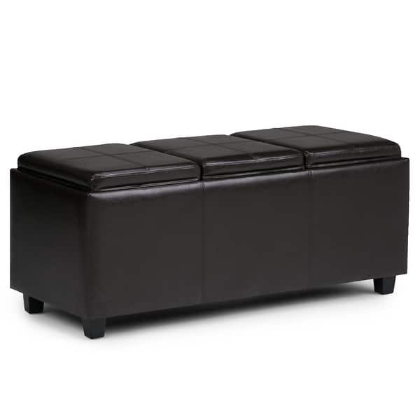 Shop Wyndenhall Franklin 42 Inch Wide Contemporary Rectangle Storage Ottoman Faux Air Leather On Sale Overstock 7326888