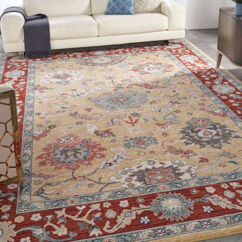 Nourison Parisa Traditional Bordered Area Rug - 8' 6" x 11' 6" - Gold Brick